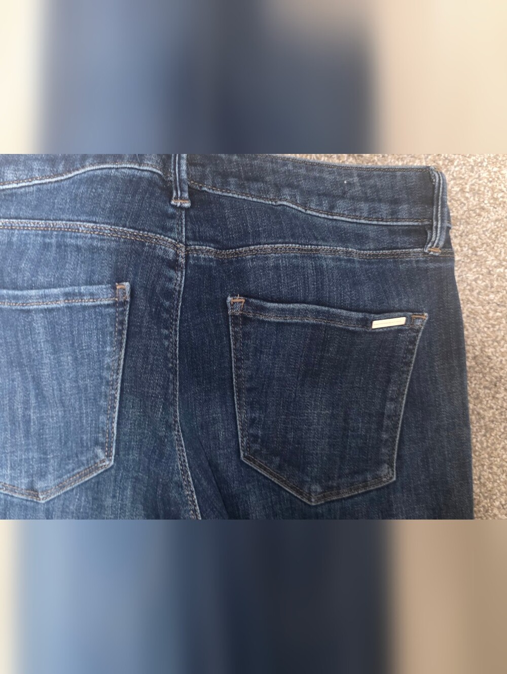 White House Black Market Dark Blue Flare Jeans - Picture 3 of 4